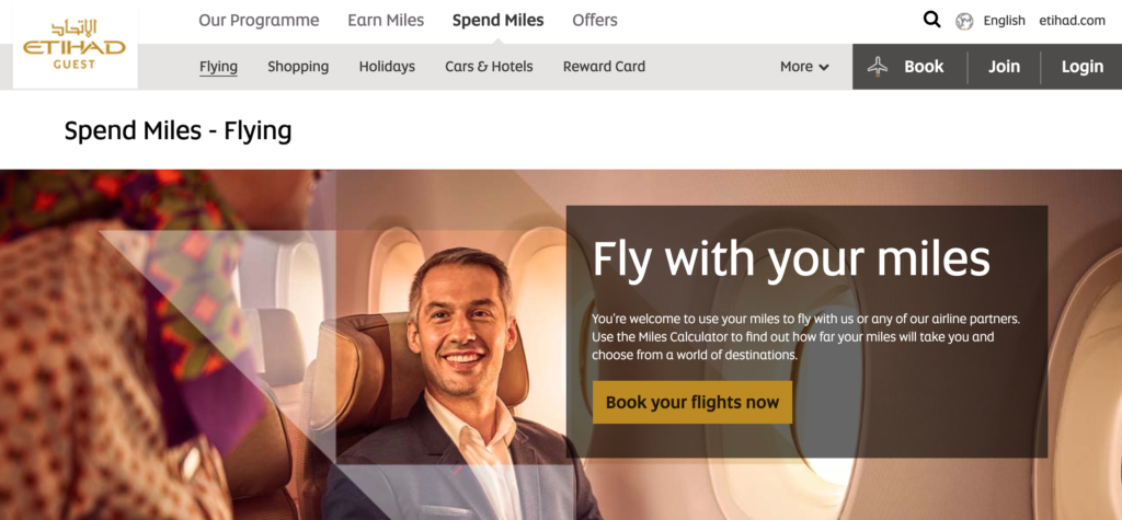 5 Best Ways to Use Etihad Guest Miles by top US travel blog Points With Q, image: Etihad Guest Spend Miles