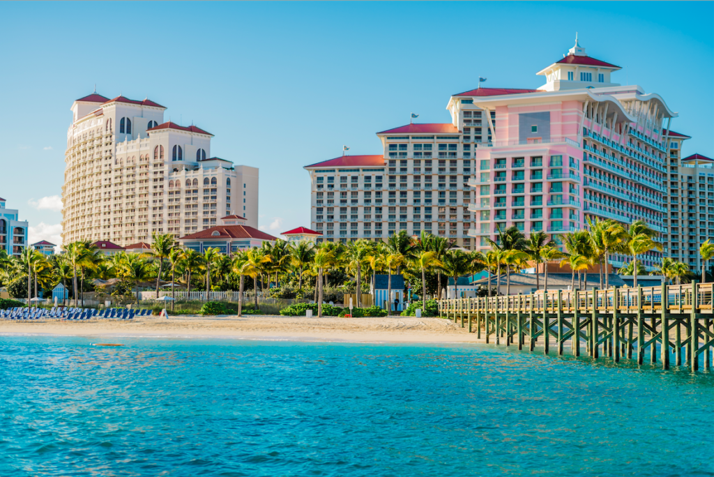 Top 2 Best Hotels in Bahamas to Book with Points featured by top US travel hacker, Points with Q: image of Nassau Bahamas Baha Mar