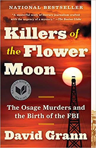 Top 3 books to read while traveling in April featured by top US travel hacker, Points with Q: image of  Killers of the Flower Moon by David Grann