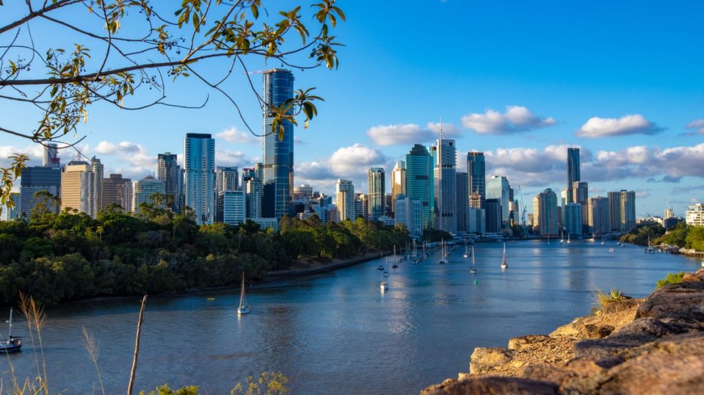 5 best ways to fly to Australia from the USA using points and awards, featured by top US travel hacker, Points with Q: image of Kangaroo Point Cliffs Brisbane