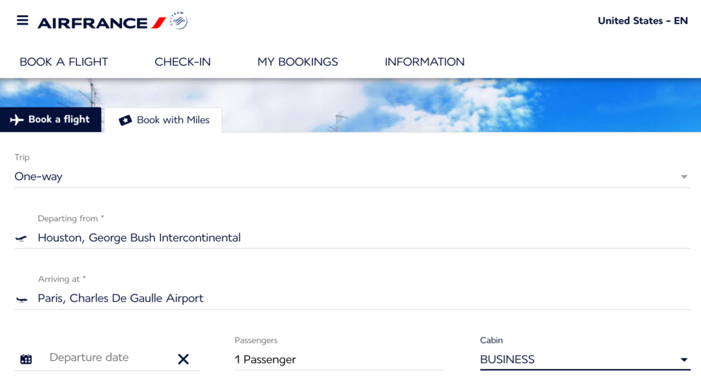 5 Best Ways to Use Flying Blue Miles featured by top US travel blog Points With Q, image: Air France Search Engine Houston to Paris