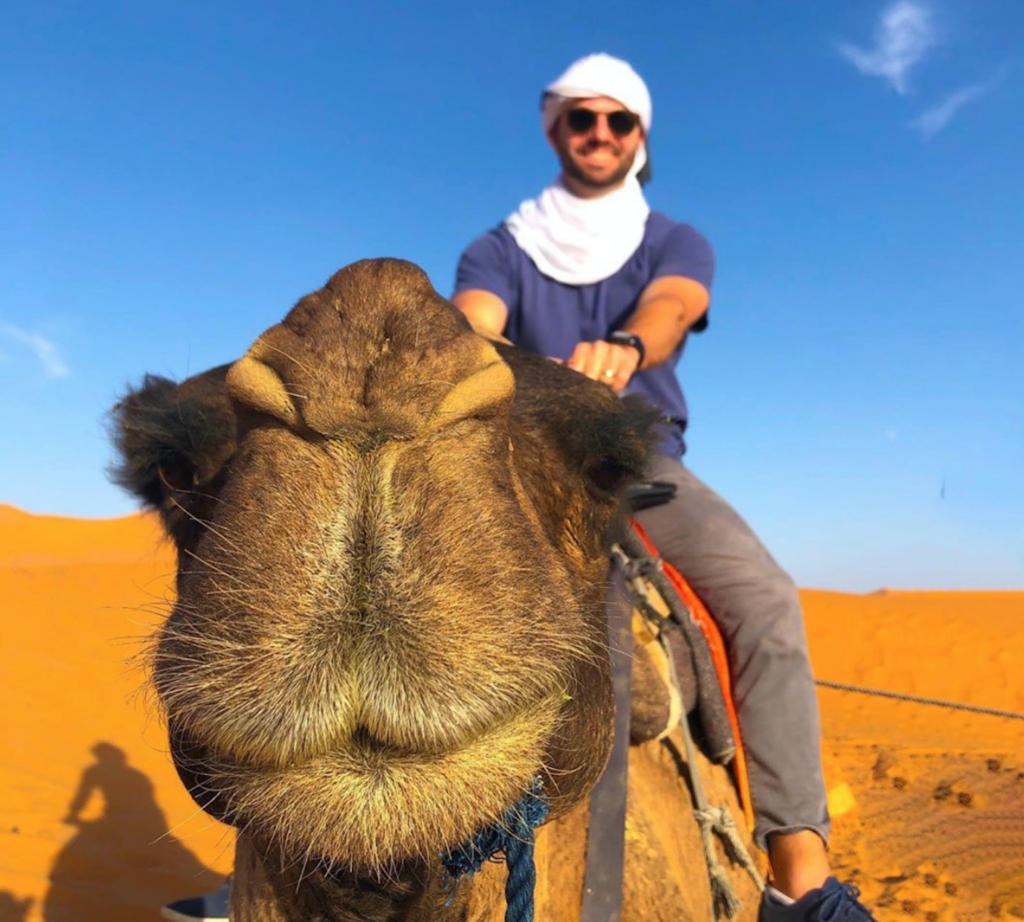 48-Hours in Marrakesh Morocco Travel Guide featured by top US travel blog Points With Q, image: Sahara Desert Camel Ride