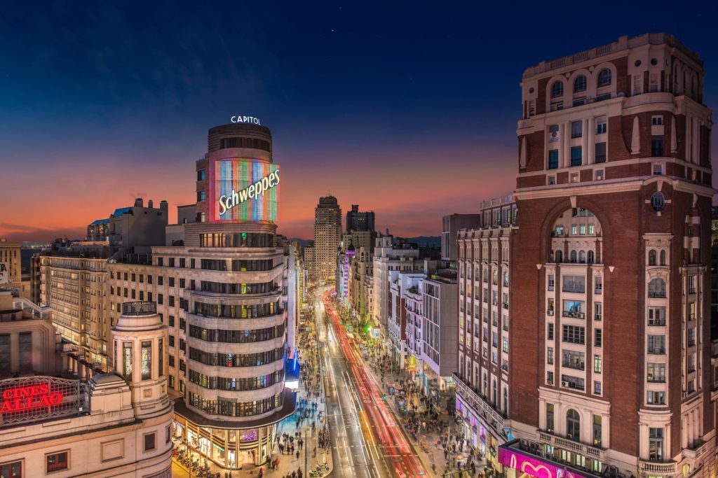 Aloft Madrid Marriott Gran Via Night View