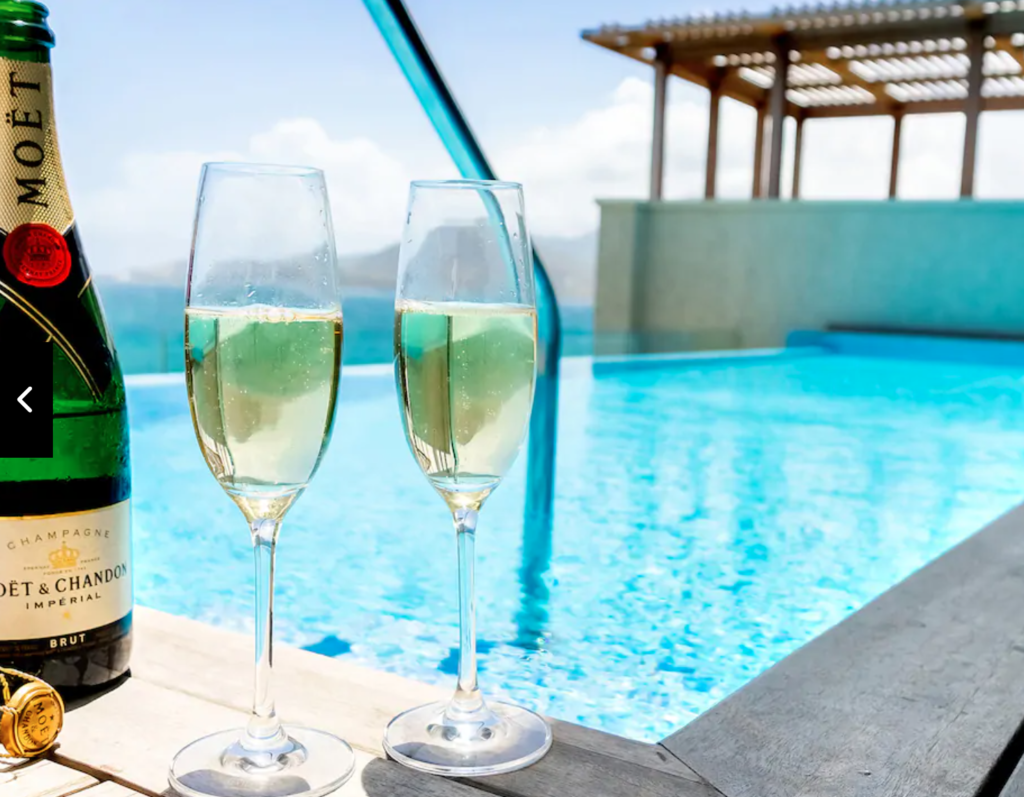 Recent Favorites featured by top US travel hacker, Points with Q: image of Park Hyatt St Kitts Penthouse Pool Champagne