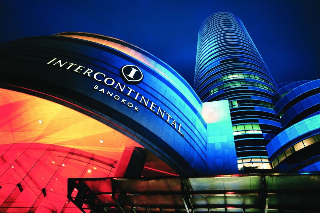Best Bangkok Hotels featured by top US travel blog, Points with Q: image of Intercontinental Bangkok Exterior Sign