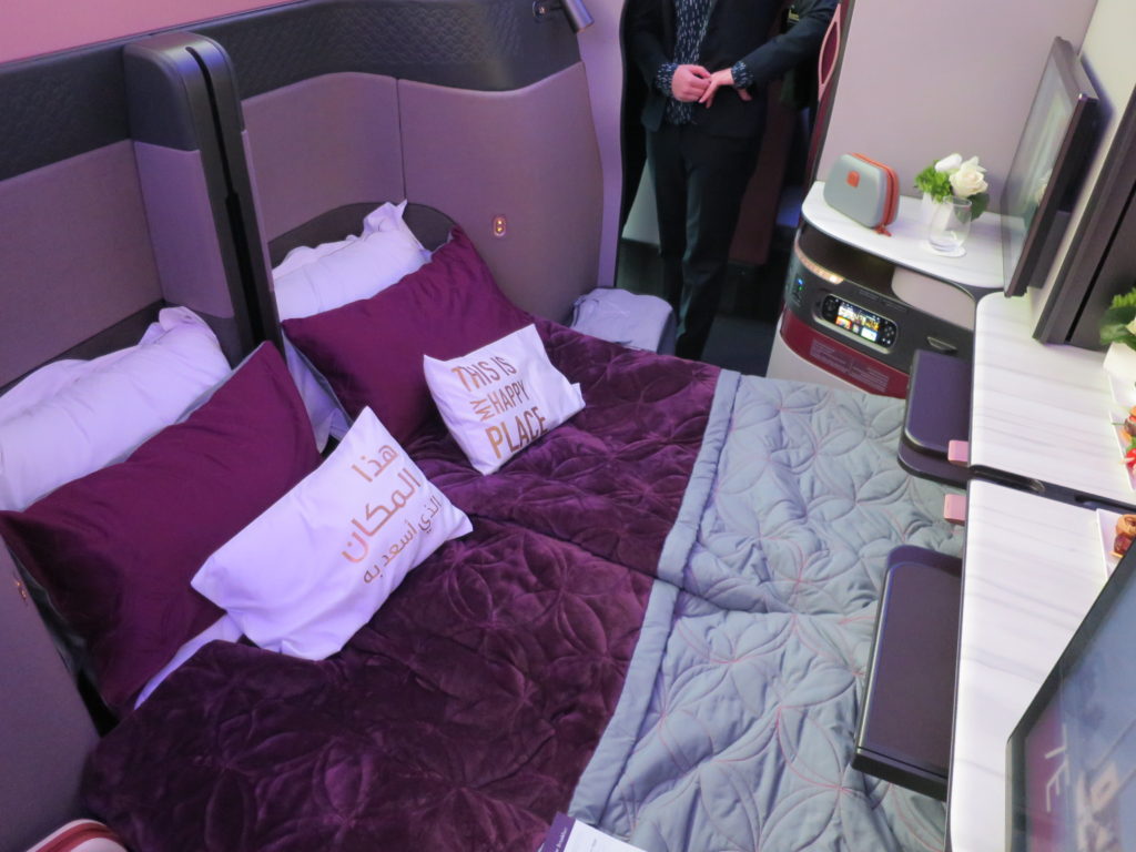 5 Best Ways to Book QSuites Business Class US to Doha by top US travel blog Points With Q, image: Qatar Airways Qsuite Business Class 2017