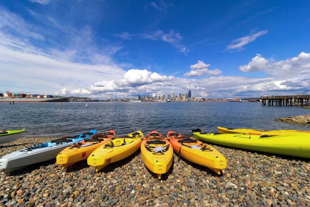 Seattle Travel: Places to Visit in Seattle in 48 Hours featured by top US travel blog, Points with Q: image Sheraton Seattle Alki Beach Kayak