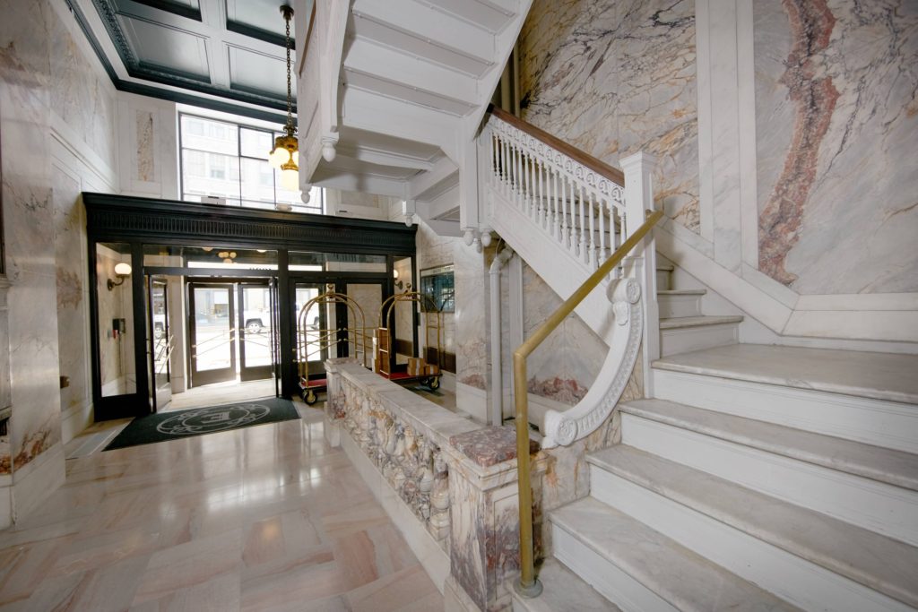 The Elyton Hotel Review: A Boutique Hotel in Downtown Birmingham 
 by top US travel blog Points With Q, image: Elyton Hotel Marriott Birmingham Grand Staircase