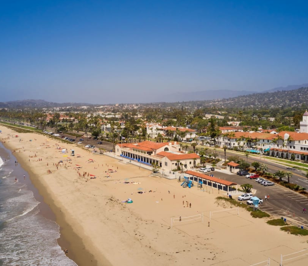 Top 3 Best Hyatt Hotels to Stay for Valentines Day in 2021 featured by top US travel blog Points With Q, image: Mar Monte Hotel Hyatt Aerial Santa Barbara