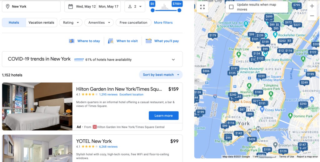 Google Hotels New York City Search