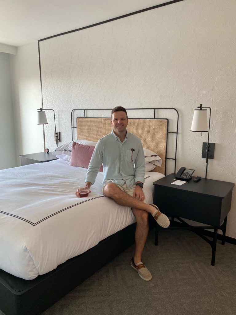 Kimpton Hotel Fontenot Review: An IHG Hotel featured by top US travel blog Points With Q, image: Kimpton Hotel Fontenot One Bedroom Suite King Bed Points With Q