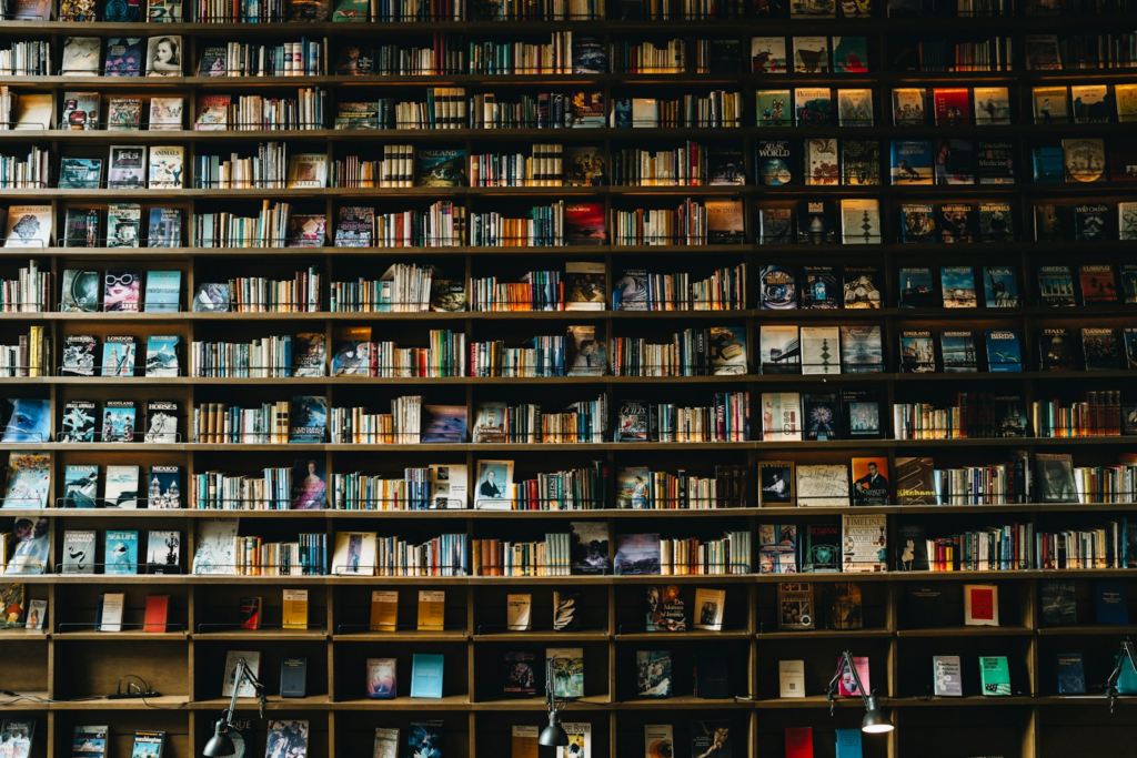 june reading list Books fill a wooden bookshelf.